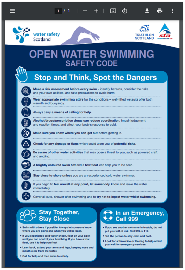 Open Water Swimming Water Safety Scotland